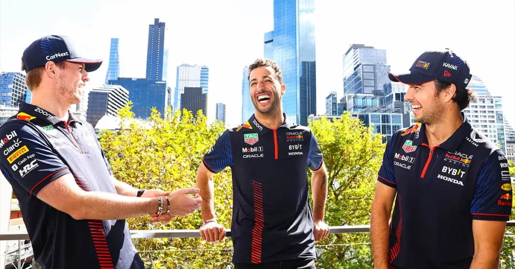 Daniel Ricciardo, Max Verstappen, Sergio Pérez, Red Bull, Australie 2023 - ©️ Red Bull Content Pool
