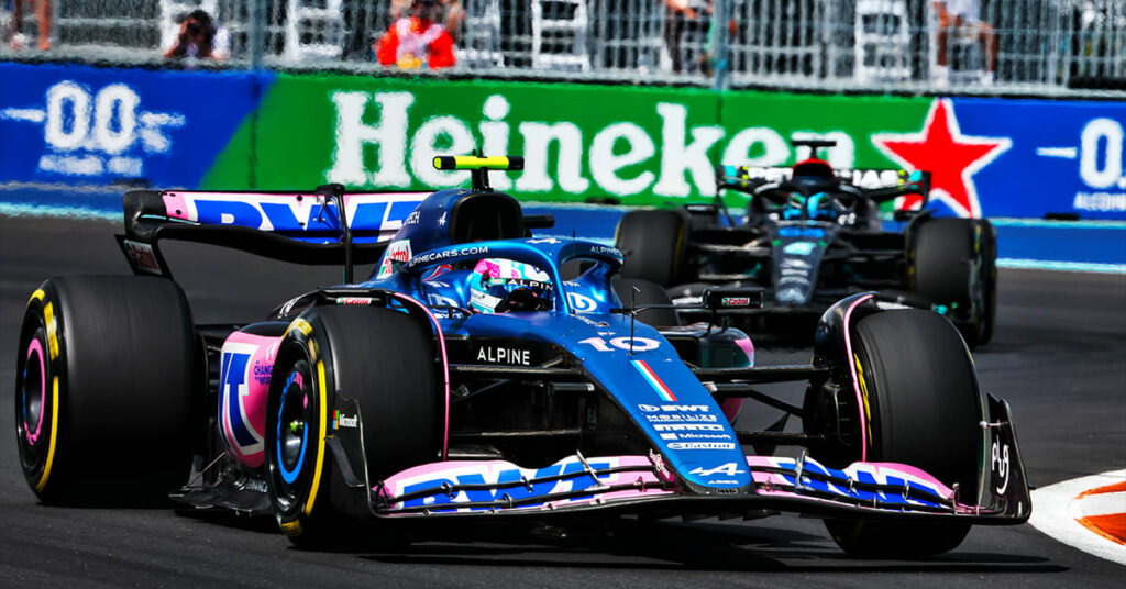 Gasly (Alpine) et Russell (Mercedes), Miami 2023 - ©️ Alpine