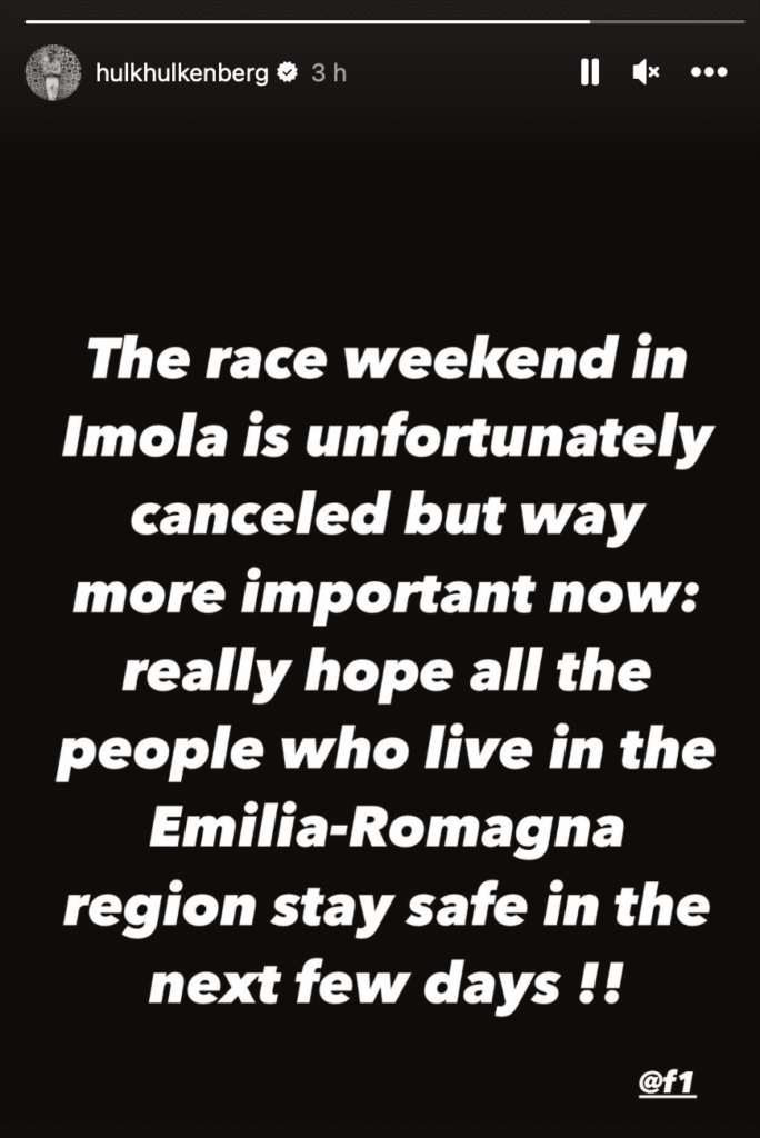 Réaction annulation Imola - ©️ Hülkenberg Instagram