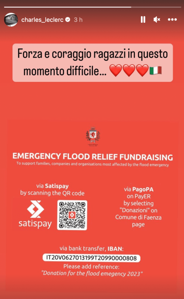 Réaction annulation Imola - ©️ Leclerc Instagram