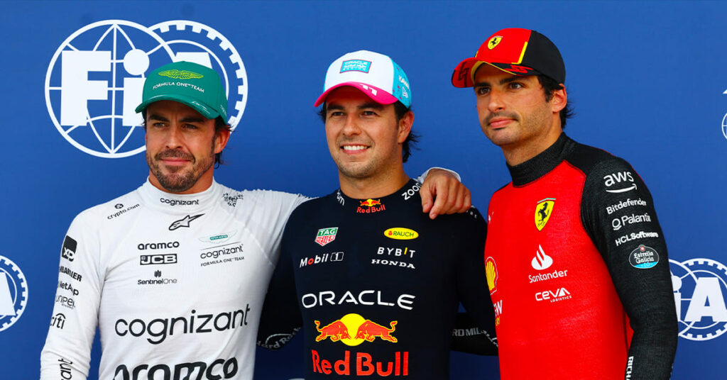 Pérez (Red Bull), Alonso (Aston Martin) et Sainz (Ferrari), Top 3 qualifications Miami 2023 - ©️ Red Bull Content Pool