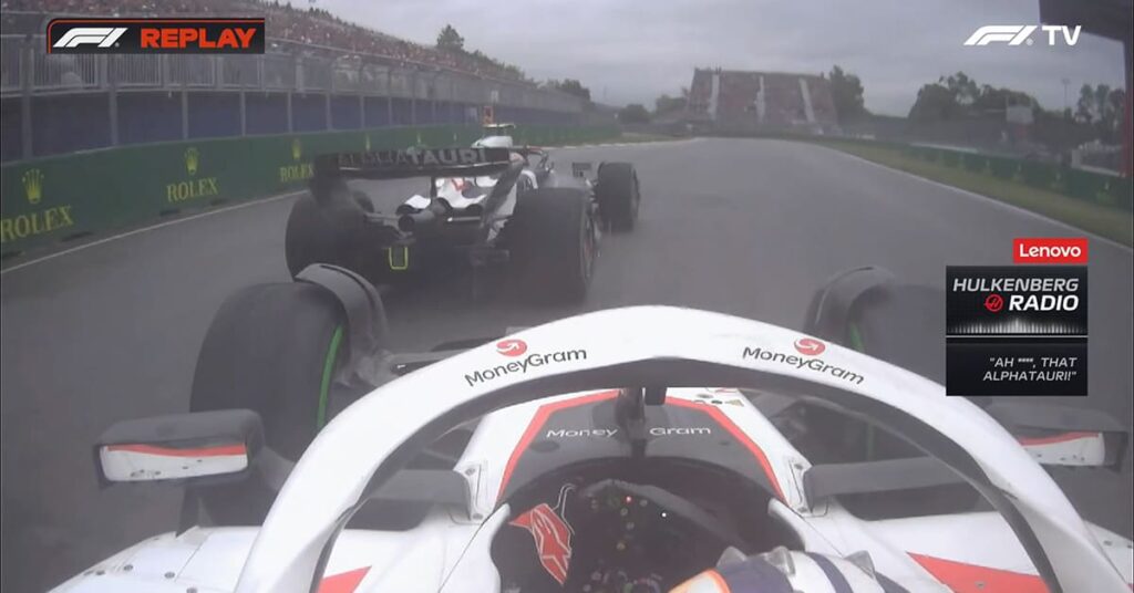Hülkenberg (Haas) gêné par Tsunoda (AlphaTauri), Qualifications Canada 2023 - ©️ F1TV