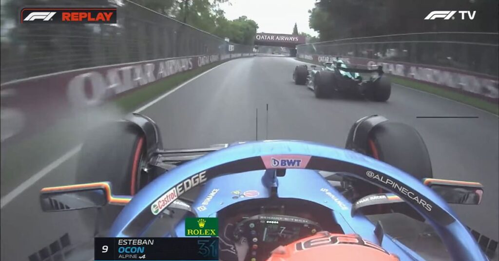 Ocon (Alpine) gêné par Stroll (Aston Martin), Qualifications Canada 2023 - ©️ F1TV