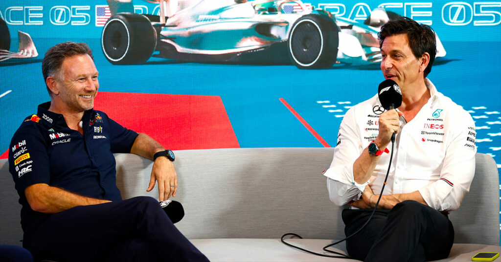 Horner (Red Bull) et Wolff (Mercedes), Miami 2023 - ©️ Red Bull Content Pool