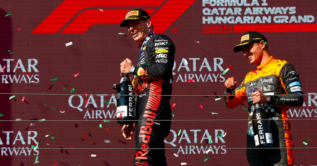 Verstappen (Red Bull) et Norris (McLaren), Hongrie 2023 - ©️ Red Bull Content Pool