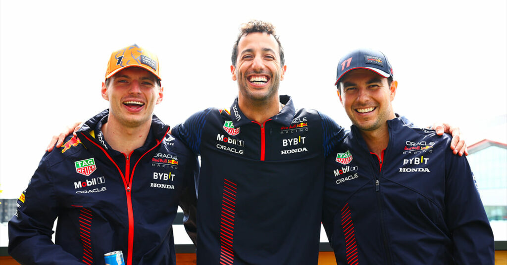 Max Verstappen, Daniel Ricciardo, Sergio Pérez, Red Bull, Grande-Bretagne 2023 - ©️ Red Bull Content Pool