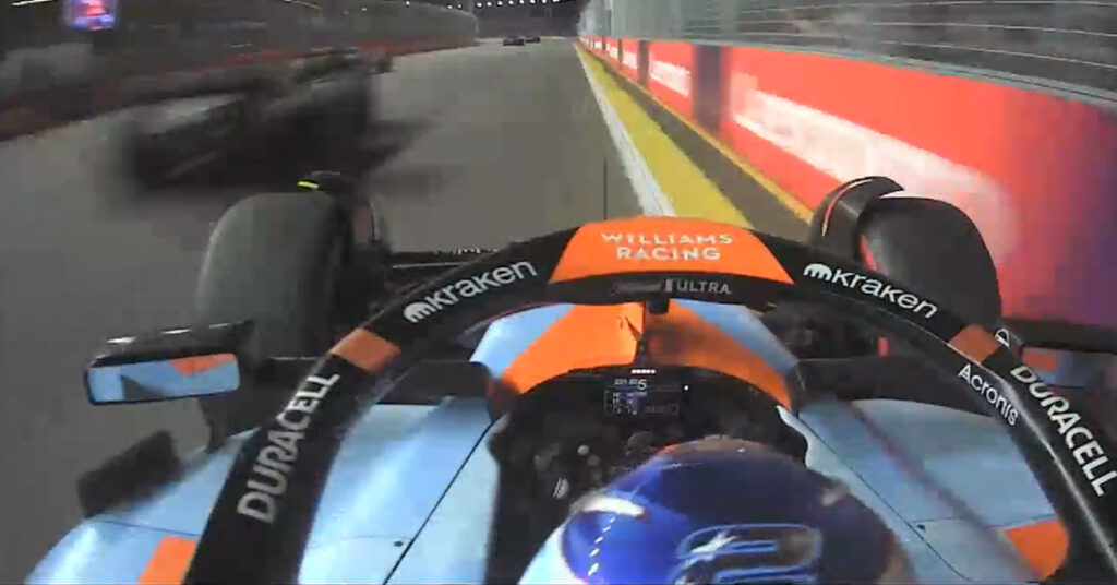 Sargeant (Williams) et Verstappen (Red Bull), Singapour 2023 - ©️ F1TV